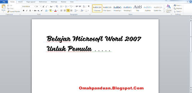 Belajar Microsoft Word 2007 Untuk Pemula