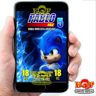 Convite Virtual, Sonic, Convite Virtual Sonic, Convite Digital Sonic, Tema Sonic, Festa Sonic, Brindes Sonic, Personalizados Sonic