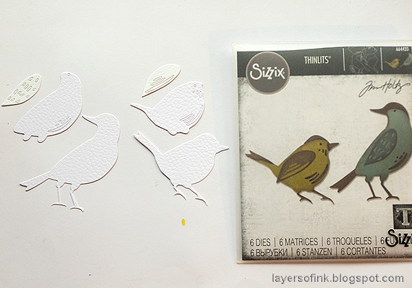 Layers of ink - DIY Bird Notebooks Tutorial by Anna-Karin Evaldsson. Die cut the Feathered Friends.