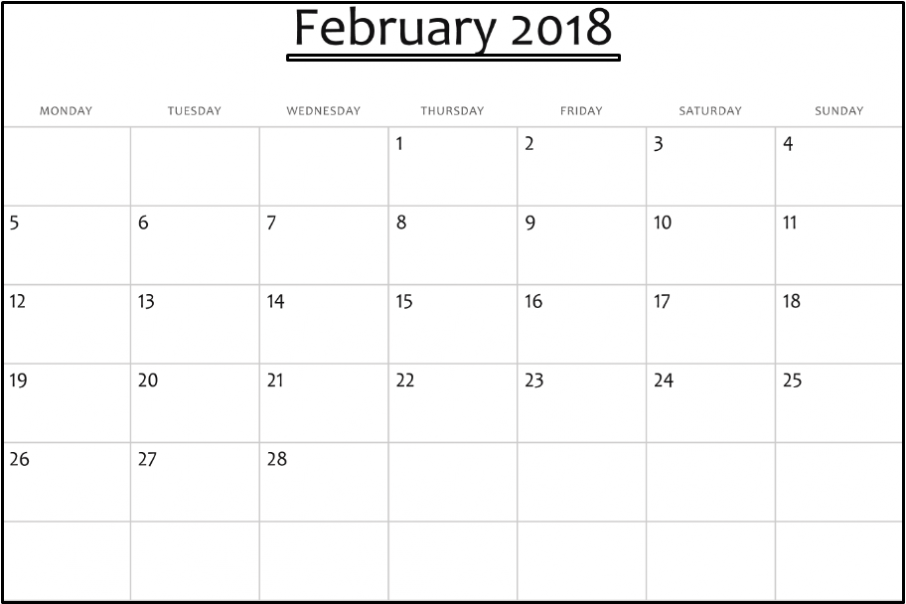 february 2018 calendar template