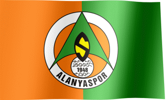 The waving fan flag of Alanyaspor with the logo (Animated GIF)