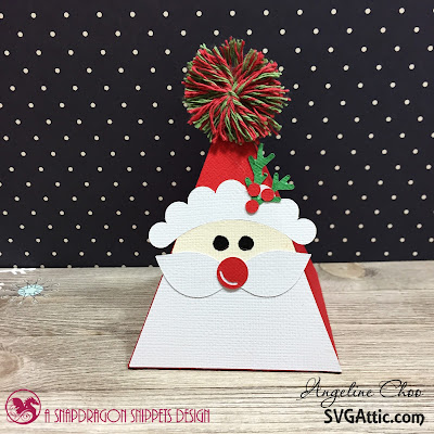 SVG Attic: Ho Ho Holiday Santa Candy with Angeline #svgattic #scrappyscrappy #jgwhohoholiday #christmas #holiday #candydispenser #santa #giftbox