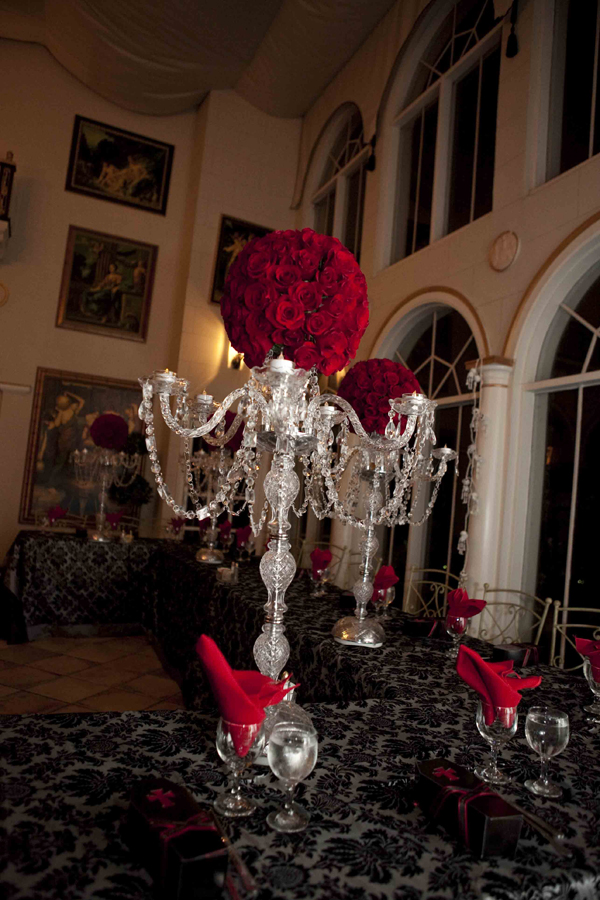 black wedding centerpiece chandeliers