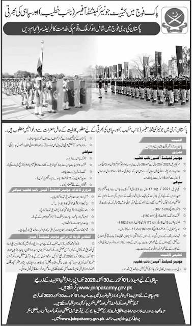 Join Pak Army as Junior Commissioned Officer & Sipahi Jobs 2020