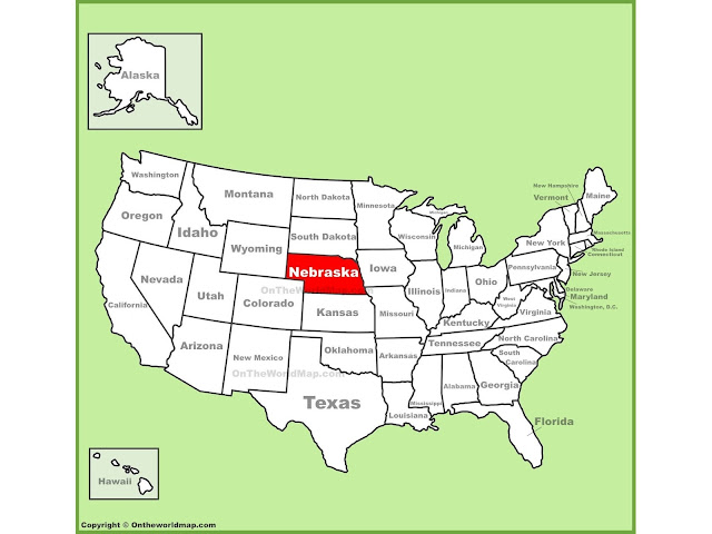 where is nebraska on the us map
