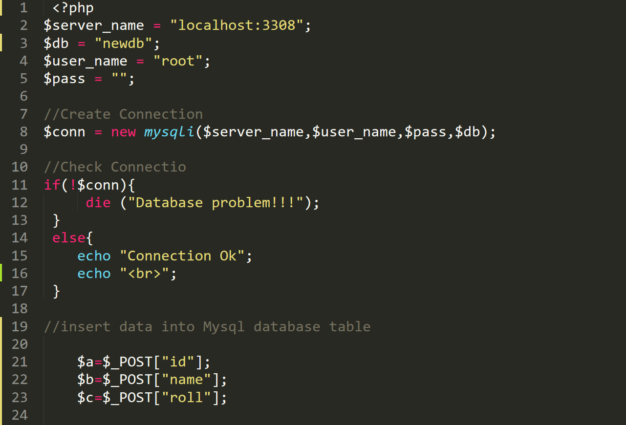 Insert data in Mysql using Php
