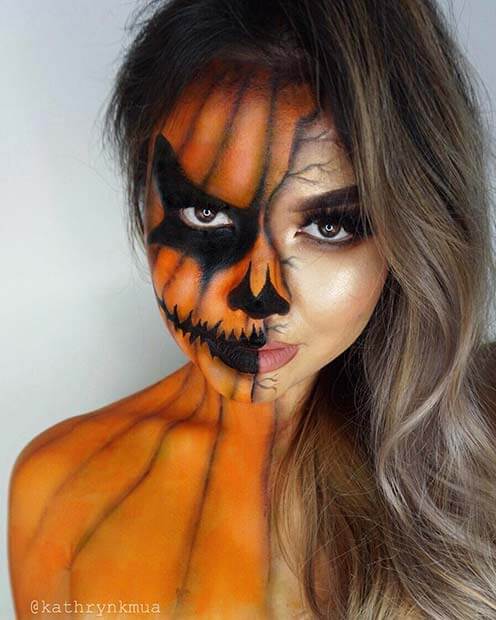 20+ Creative DIY Pumpkin Halloween Makeup Styles In 2019