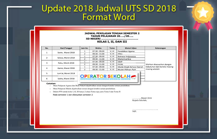  Berikutnya kami akan membagikan salah satu format untuk pembuatan Jadwal UTS SD  Download Contoh Format Jadwal UTS SD 2017 2018
