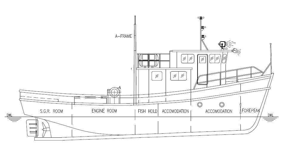 Crab fishing boat deck plan