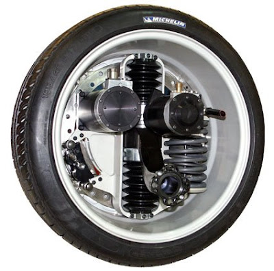 Each Michelin inwheel motor weighs 42 kilogram 95 pound and includes a 30