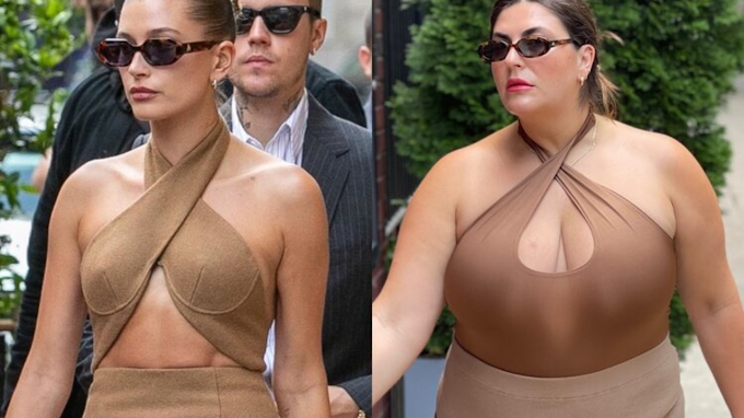 Plus-Size Model Wears Celebrity Outfits Despite Not Having A Slim Figure