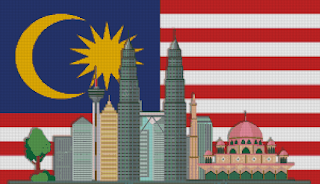 Malaysian Flag and Landmark free cross stitch pattern