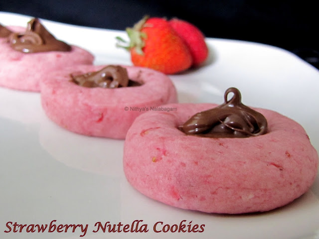 Eggless Strawberry Nutella Thumbprint Cookies