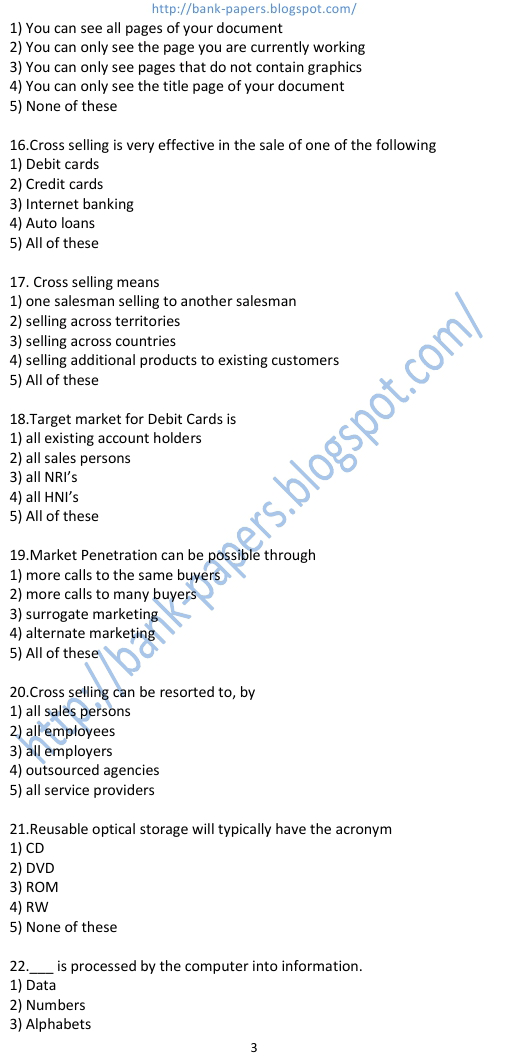 bank exam computer knowledge questions