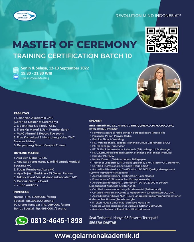 WA.0813-4645-1898 | Certified Master of Ceremony (CMC) Batch 10