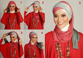 cara memakai jilbab pasmhina