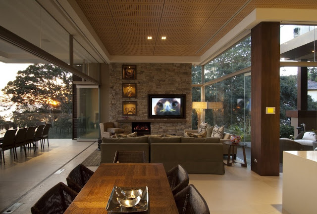 Modern open living room from the dining room 