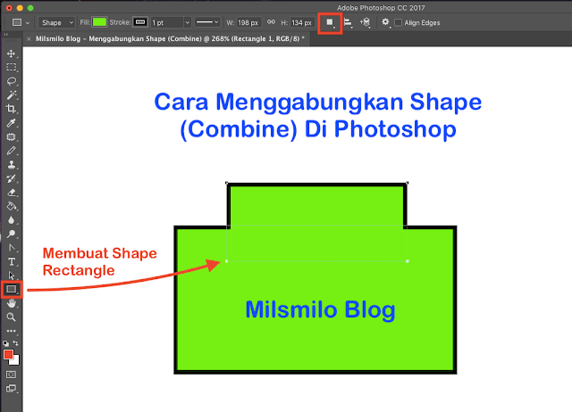 Cara menggabungkan shape di photoshop dengan Combine Shapes pada path operation, menggabungkan 2 shape atau beberapa shape menjadi shape baru