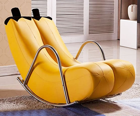🍌🪑 Brighten Up Your Home with the Leather Banana Rocking Chair! 🍌🪑