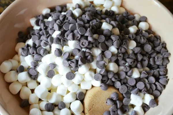 Add to bowl Marshmallows and Chocolate Chips