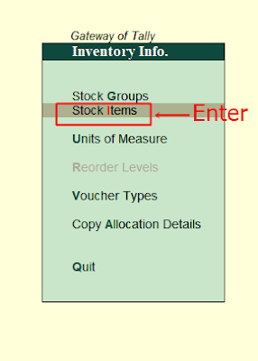 Stock iten creation in tally