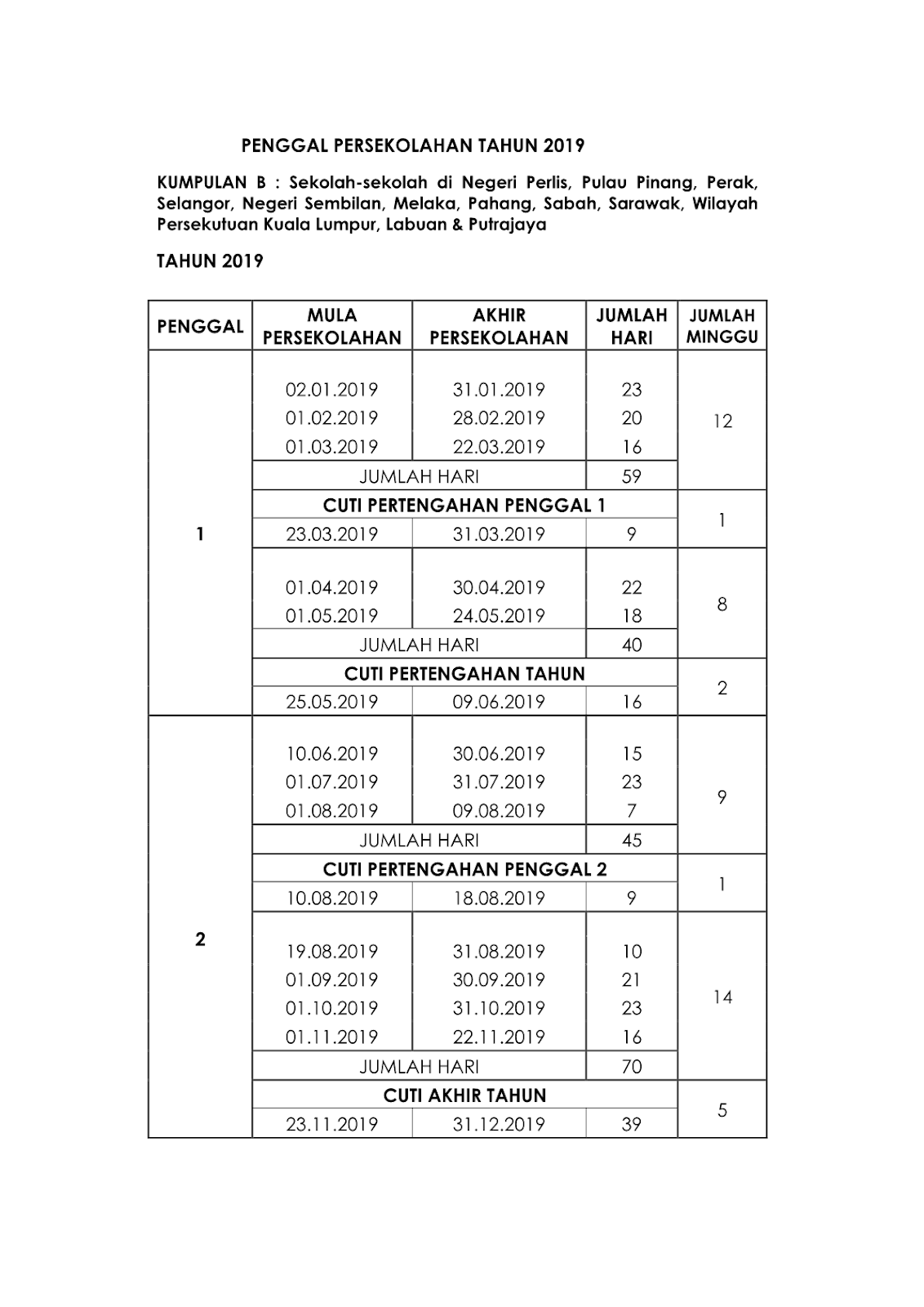 Malaysia School Holidays And Public Holidays 2019 Parenting Times