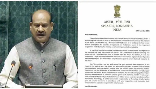 High-level Inquiry Committee For In-depth Investigation': Lok Sabha Speaker Om Birla Writes To All MPs On Parliament Security Breach