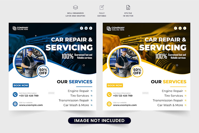Car repair business advertisement vector free download