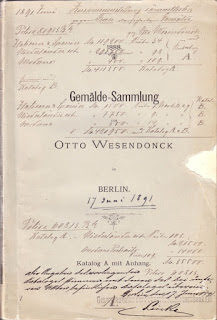 Otto Wesendonck: Katalog A mit Anhang, 1888, mit handschriftlichen Angaben zu Versicherungssummen