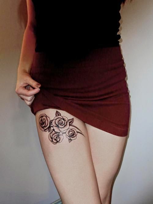 Women Thigh Flower Tattoos, Women Thigh With Sexy Tattoos, Sexy Women With Flower Tattoo On Thigh, Women Thigh Flowers Design Tattoo, Women, Parts, Flower,