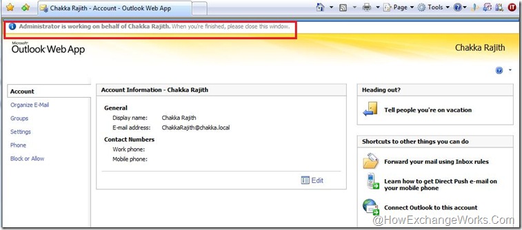 How To Set Out Of Office Oof Message For Another User Using Exchange Control Panel