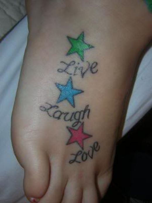 star tattoos with quotes. live laugh love quotes tattoos