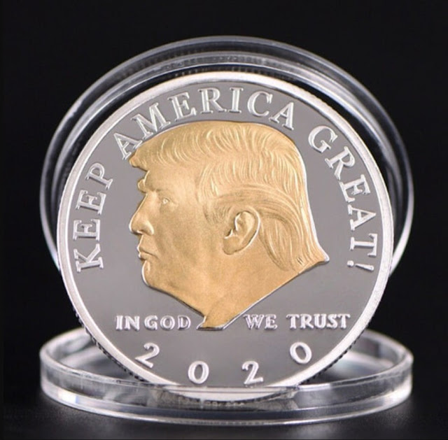 GOLD AND SILVER PLATED PRESIDENT TRUMP 2020 COIN