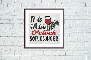 It is wine o'clock funny kitchen cross stitch - Tango Stitch