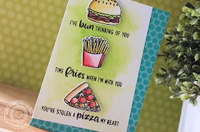 Sunny Studio Stamps: Fast Food Fun Layered Sentiment Love Themed Card by Eloise Blue