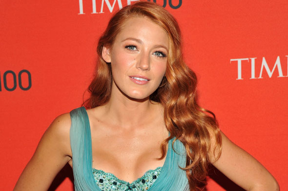 blake lively hair straight. blonde hair dyed red.