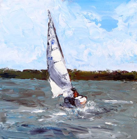 ... Knife Painting Commission of Lake Grapevine Sailing - Judy Mackey