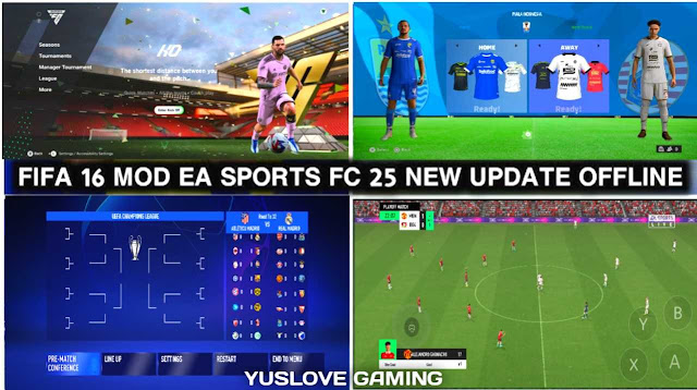 Download FIFA 16 Mod EA Sports FC 25 Android Offline with latest kits, new transfers, and improved gameplay.