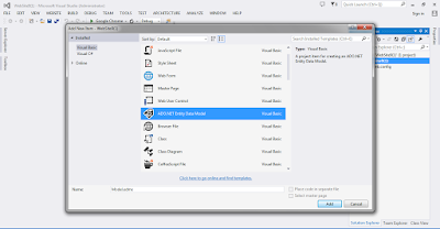How to set up ADO.net Entity Framework project or website in asp.net