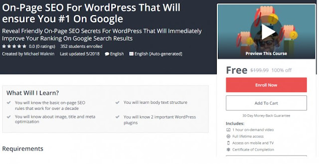 [100% Off] On-Page SEO For WordPress That Will ensure You #1 On Google| Worth 199,99$