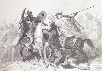 quadro de uma batalha da invasão islâmica na peninsula ibérica