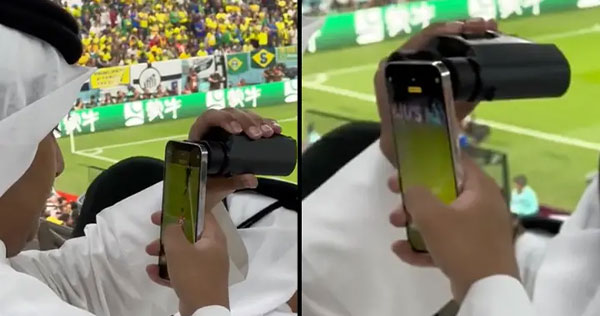 Un aficionado al fútbol se hace viral por hacer su propio VAR en un partido del Mundial