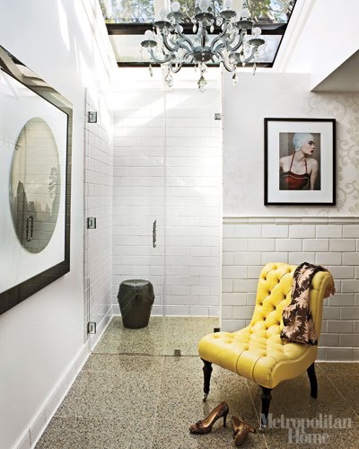 Tufted Chair on The Tale Of A Yellow Tufted Chair In A Bathroom      Simply Grove