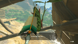 a Korok with an arrow right above his head