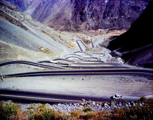 Los Caracoles Pass in Andes.