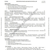 EC6504 Microprocessor and Microcontroller- Syllabus-Semester V-ECE-BE-Anna University