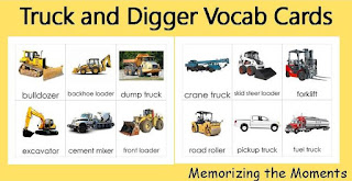 Montessori 3 Part Cards for Trucks and Diggers