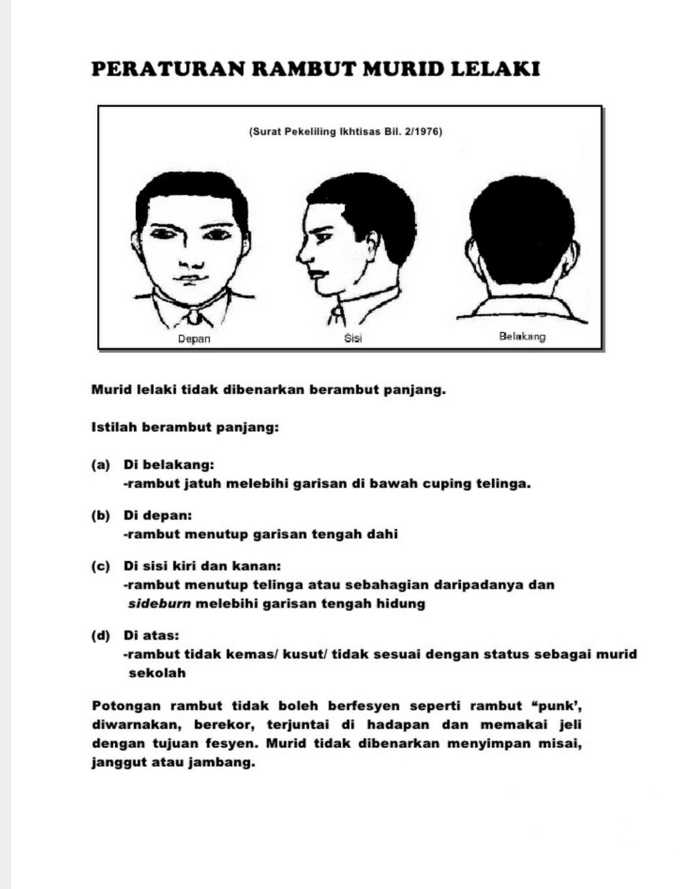 cerita ku PERATURAN RAMBUT  MURID LELAKI 