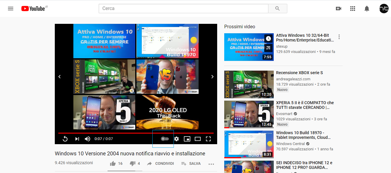 YouTube ottiene il cursore per attivare/disattivare la riproduzione automatica dei video