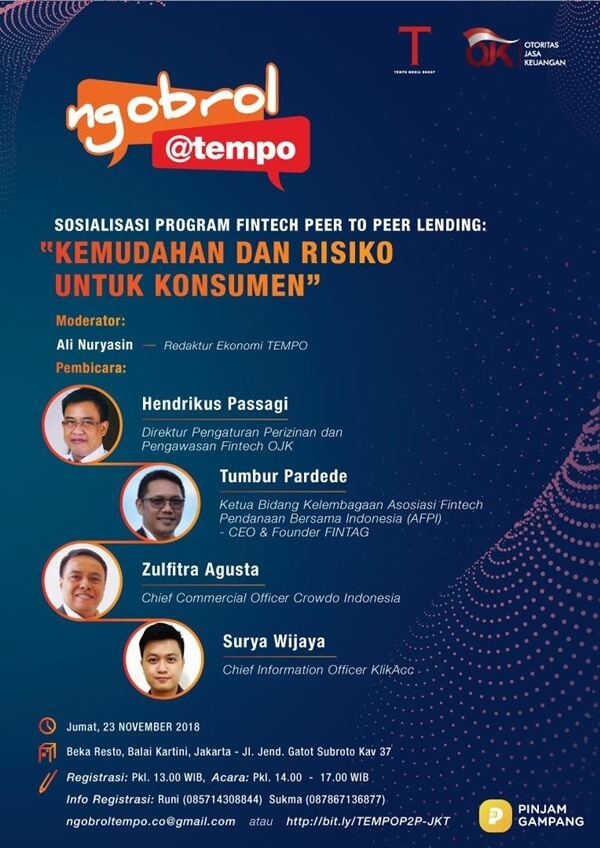 Fintech Peer to Peer Lending: Mengulik Sosialiasasi Kemudahan & Resiko Peminjaman Uang Online Diawasi Oleh OJK Kamu sebagai borrower sanggup melaporkannya kepada OJK Fintech Peer to Peer Lending: Mengulik Sosialiasasi Kemudahan & Resiko Peminjaman Uang Online Diawasi Oleh OJK
